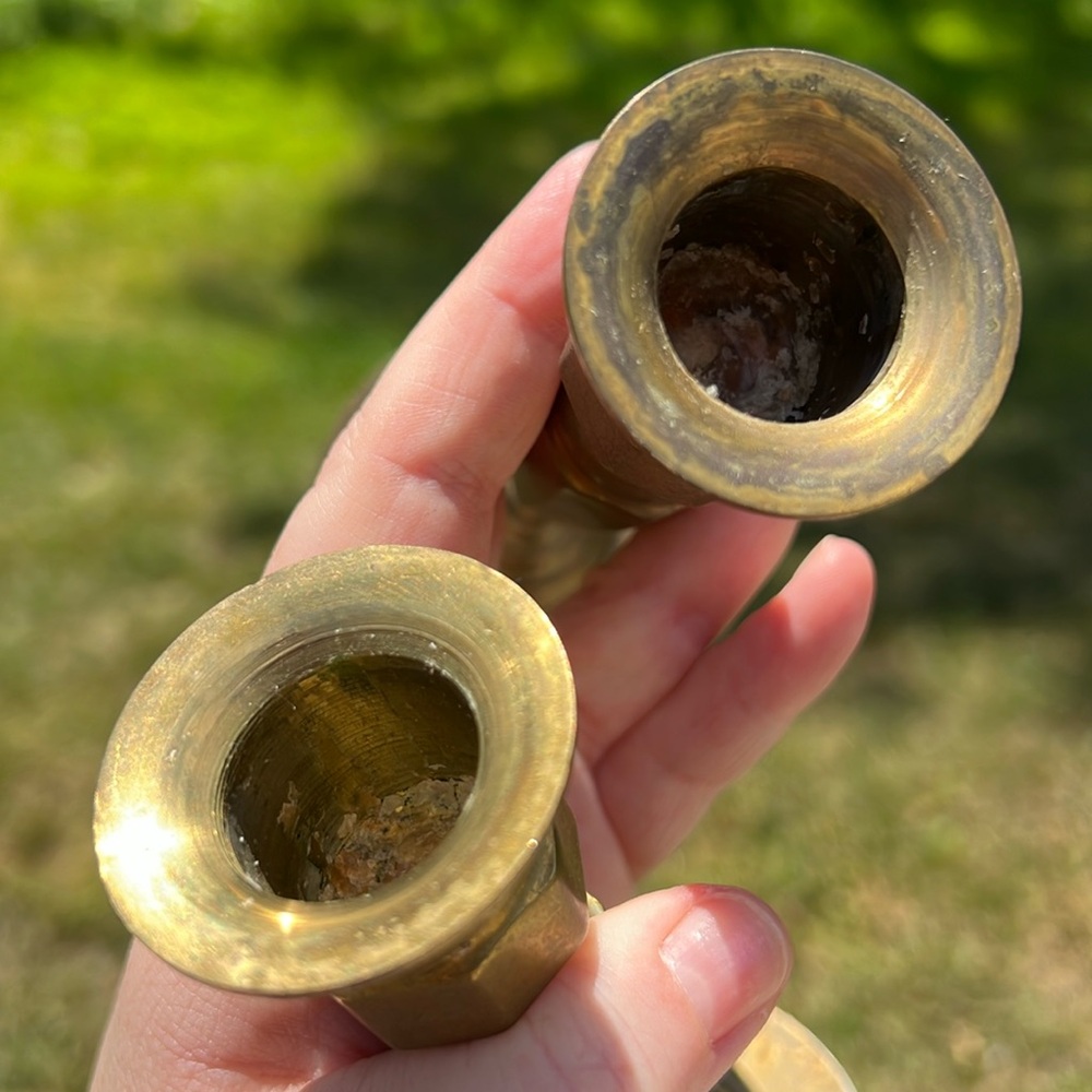 Colonial Williamsburg Gold Brass Candlestick Holders Set Taper Candle Holders - Picture 3 of 8